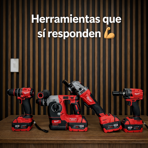 Combo rojo  4 en 1 Motor Brushless – 4 Baterias + 2 Cargadores + Estuche