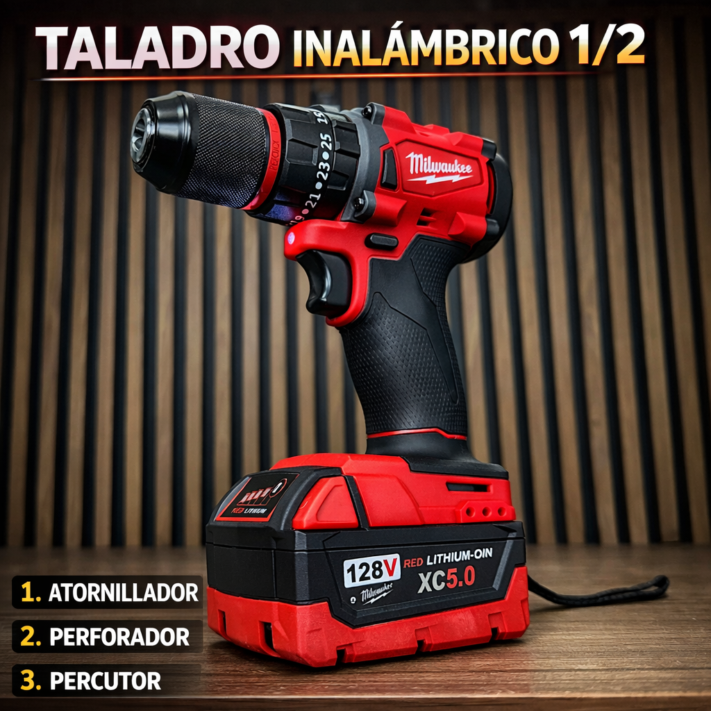 Combo rojo  4 en 1 Motor Brushless – 4 Baterias + 2 Cargadores + Estuche