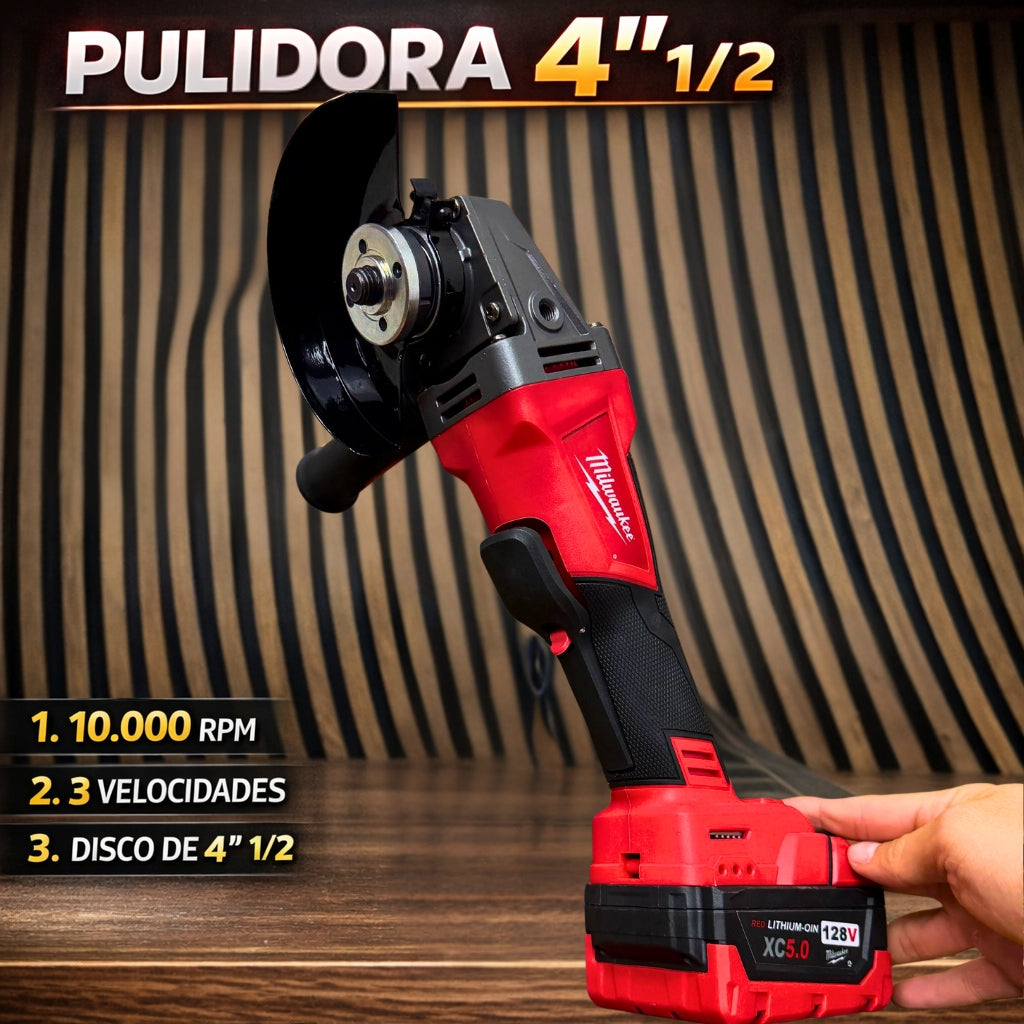 Combo rojo  4 en 1 Motor Brushless – 4 Baterias + 2 Cargadores + Estuche